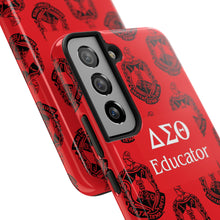 Load image into Gallery viewer, Phone Case in Red with DST Crest in Black with DST Educator Theme
