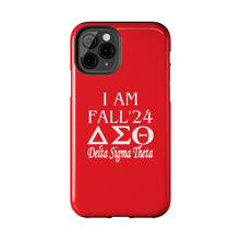 Load image into Gallery viewer, Phone Case in Red with I AM FALL &#39;24 DST Theme in White
