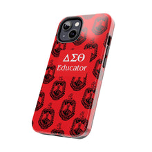 Load image into Gallery viewer, Phone Case in Red with DST Crest in Black with DST Educator Theme
