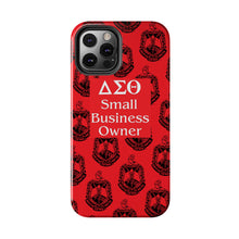 Load image into Gallery viewer, Phone Case in Red with DST Crest in Black with DST Small Business Owner Theme
