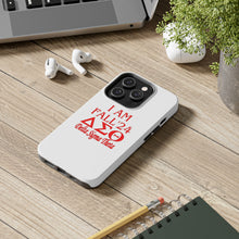 Load image into Gallery viewer, Phone Case in White with I AM FALL &#39;24 DST Theme in Red
