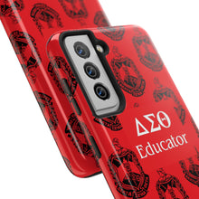 Load image into Gallery viewer, Phone Case in Red with DST Crest in Black with DST Educator Theme
