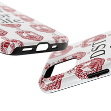 Load image into Gallery viewer, Phone Case in White with DST Crest in Red and DST for Life in Black
