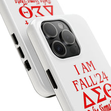 Load image into Gallery viewer, Phone Case in White with I AM FALL &#39;24 DST Theme in Red
