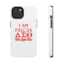 Load image into Gallery viewer, Phone Case in White with I AM FALL &#39;24 DST Theme in Red
