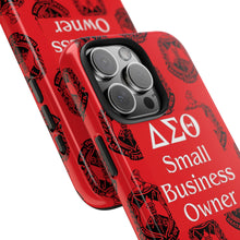 Load image into Gallery viewer, Phone Case in Red with DST Crest in Black with DST Small Business Owner Theme
