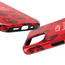 Load image into Gallery viewer, Phone Case in Red with DST Crest in Black with DST Social Worker Theme
