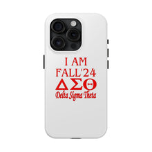 Load image into Gallery viewer, Phone Case in White with I AM FALL &#39;24 DST Theme in Red
