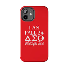 Load image into Gallery viewer, Phone Case in Red with I AM FALL &#39;24 DST Theme in White
