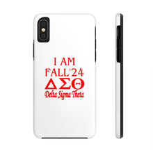 Load image into Gallery viewer, Phone Case in White with I AM FALL &#39;24 DST Theme in Red
