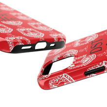 Load image into Gallery viewer, Phone Case in Red with DST Crest in White and DST for Life in Black
