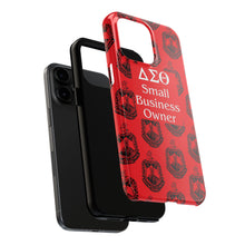 Load image into Gallery viewer, Phone Case in Red with DST Crest in Black with DST Small Business Owner Theme
