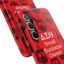 Load image into Gallery viewer, Phone Case in Red with DST Crest in Black with DST Small Business Owner Theme
