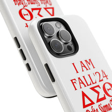 Load image into Gallery viewer, Phone Case in White with I AM FALL &#39;24 DST Theme in Red
