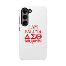 Load image into Gallery viewer, Phone Case in White with I AM FALL &#39;24 DST Theme in Red
