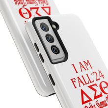 Load image into Gallery viewer, Phone Case in White with I AM FALL &#39;24 DST Theme in Red
