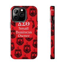 Load image into Gallery viewer, Phone Case in Red with DST Crest in Black with DST Small Business Owner Theme
