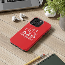 Load image into Gallery viewer, Phone Case in Red with I AM FALL &#39;24 DST Theme in White
