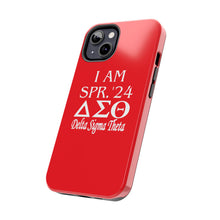 Load image into Gallery viewer, Phone Case in Red with I AM SPR. &#39;24 DST Theme in White
