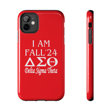 Load image into Gallery viewer, Phone Case in Red with I AM FALL &#39;24 DST Theme in White
