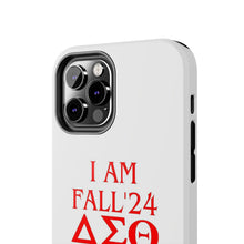 Load image into Gallery viewer, Phone Case in White with I AM FALL &#39;24 DST Theme in Red
