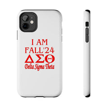 Load image into Gallery viewer, Phone Case in White with I AM FALL &#39;24 DST Theme in Red
