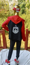 Load image into Gallery viewer, Red and Black DST  Hooded Colorblock Jogging Suit
