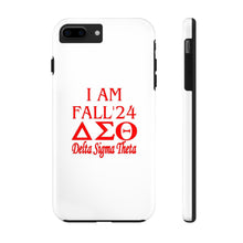 Load image into Gallery viewer, Phone Case in White with I AM FALL &#39;24 DST Theme in Red
