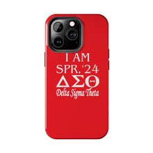 Load image into Gallery viewer, Phone Case in Red with I AM SPR. &#39;24 DST Theme in White
