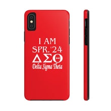 Load image into Gallery viewer, Phone Case in Red with I AM SPR. &#39;24 DST Theme in White
