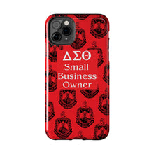 Load image into Gallery viewer, Phone Case in Red with DST Crest in Black with DST Small Business Owner Theme
