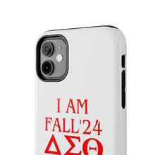 Load image into Gallery viewer, Phone Case in White with I AM FALL &#39;24 DST Theme in Red
