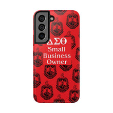 Load image into Gallery viewer, Phone Case in Red with DST Crest in Black with DST Small Business Owner Theme
