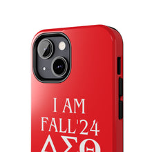 Load image into Gallery viewer, Phone Case in Red with I AM FALL &#39;24 DST Theme in White
