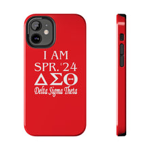 Load image into Gallery viewer, Phone Case in Red with I AM SPR. &#39;24 DST Theme in White
