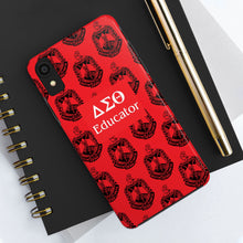 Load image into Gallery viewer, Phone Case in Red with DST Crest in Black with DST Educator Theme
