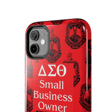 Load image into Gallery viewer, Phone Case in Red with DST Crest in Black with DST Small Business Owner Theme
