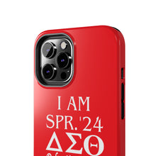 Load image into Gallery viewer, Phone Case in Red with I AM SPR. &#39;24 DST Theme in White
