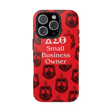 Load image into Gallery viewer, Phone Case in Red with DST Crest in Black with DST Small Business Owner Theme
