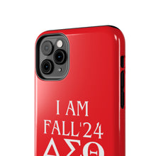 Load image into Gallery viewer, Phone Case in Red with I AM FALL &#39;24 DST Theme in White
