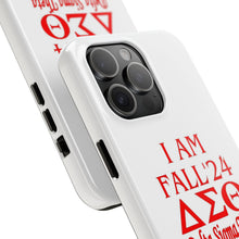 Load image into Gallery viewer, Phone Case in White with I AM FALL &#39;24 DST Theme in Red
