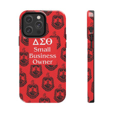 Load image into Gallery viewer, Phone Case in Red with DST Crest in Black with DST Small Business Owner Theme
