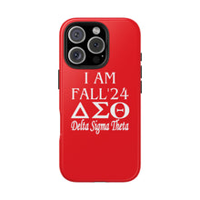 Load image into Gallery viewer, Phone Case in Red with I AM FALL &#39;24 DST Theme in White
