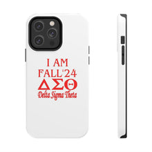 Load image into Gallery viewer, Phone Case in White with I AM FALL &#39;24 DST Theme in Red
