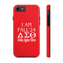 Load image into Gallery viewer, Phone Case in Red with I AM FALL &#39;24 DST Theme in White
