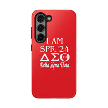 Load image into Gallery viewer, Phone Case in Red with I AM SPR. &#39;24 DST Theme in White
