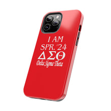 Load image into Gallery viewer, Phone Case in Red with I AM SPR. &#39;24 DST Theme in White
