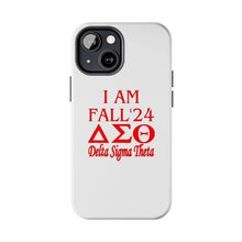 Load image into Gallery viewer, Phone Case in White with I AM FALL &#39;24 DST Theme in Red
