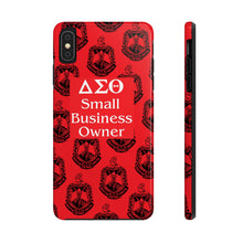 Load image into Gallery viewer, Phone Case in Red with DST Crest in Black with DST Small Business Owner Theme
