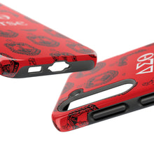 Load image into Gallery viewer, Phone Case in Red with DST Crest in Black with DST Nurse Theme
